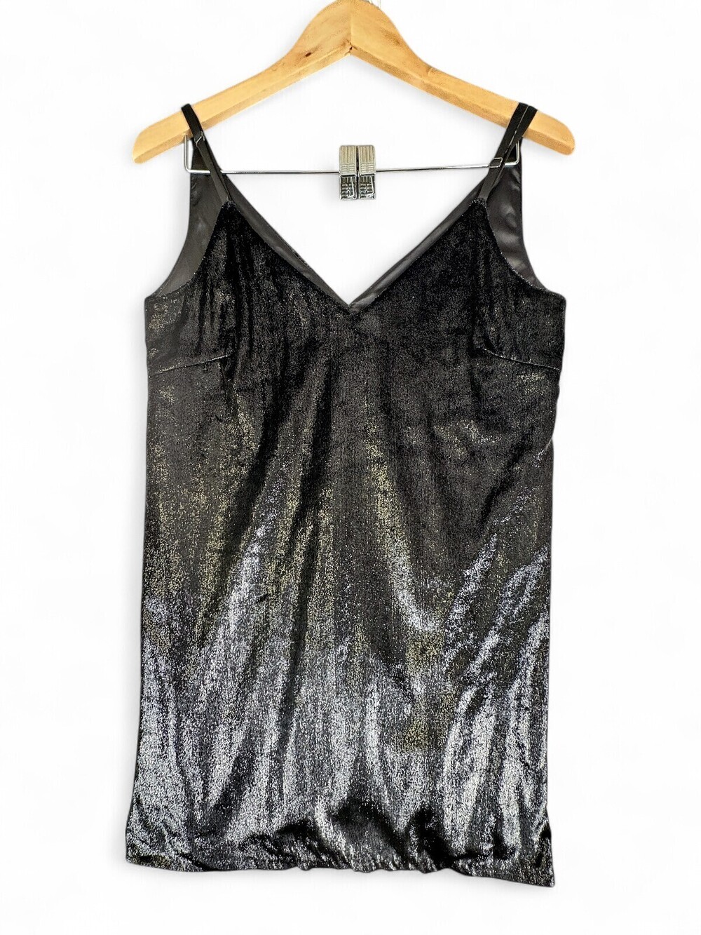 Mink Pink Black Shimmer Slip Mini Dress Sz S